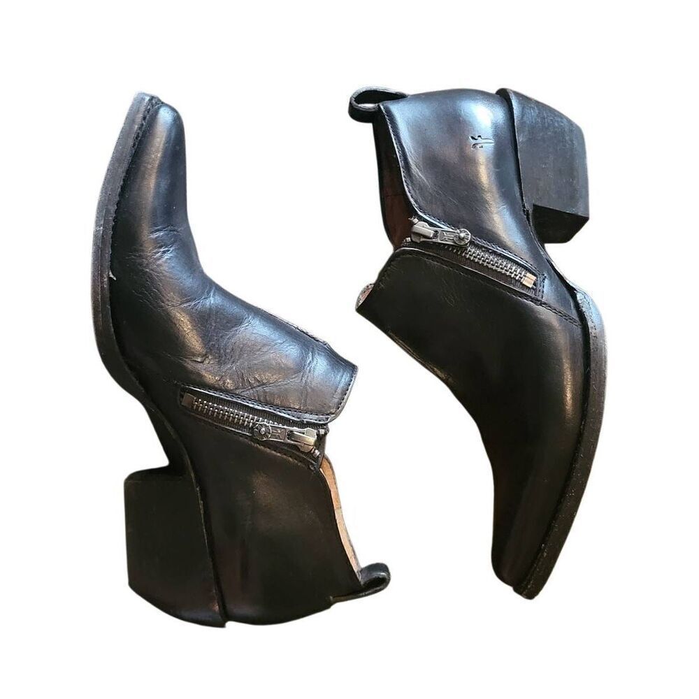 FRYE Booties Women's 7.5 Black Leather Sacha Moto Shootie Western Motorcycle